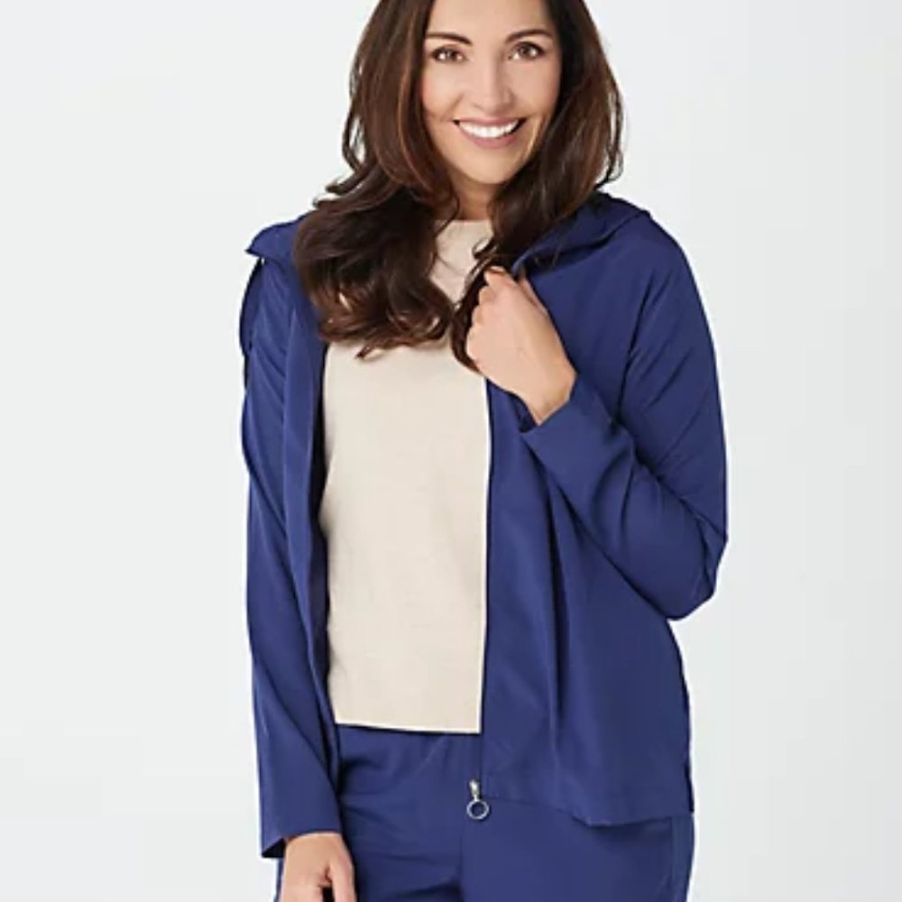 Cuddl Duds Stretch Woven Zip-Up Hoodie - Picture 1 of 4